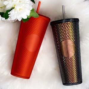 Matte Red / coral studded and iridescent Starbucks